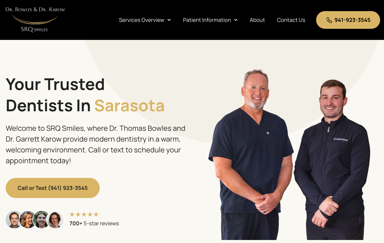 SRQ Smiles dental website designed by The Dental SEO Consultant